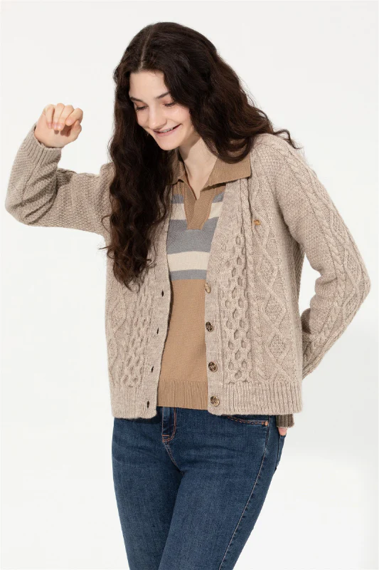 Womens Knitwear Stone Melange - Image 3