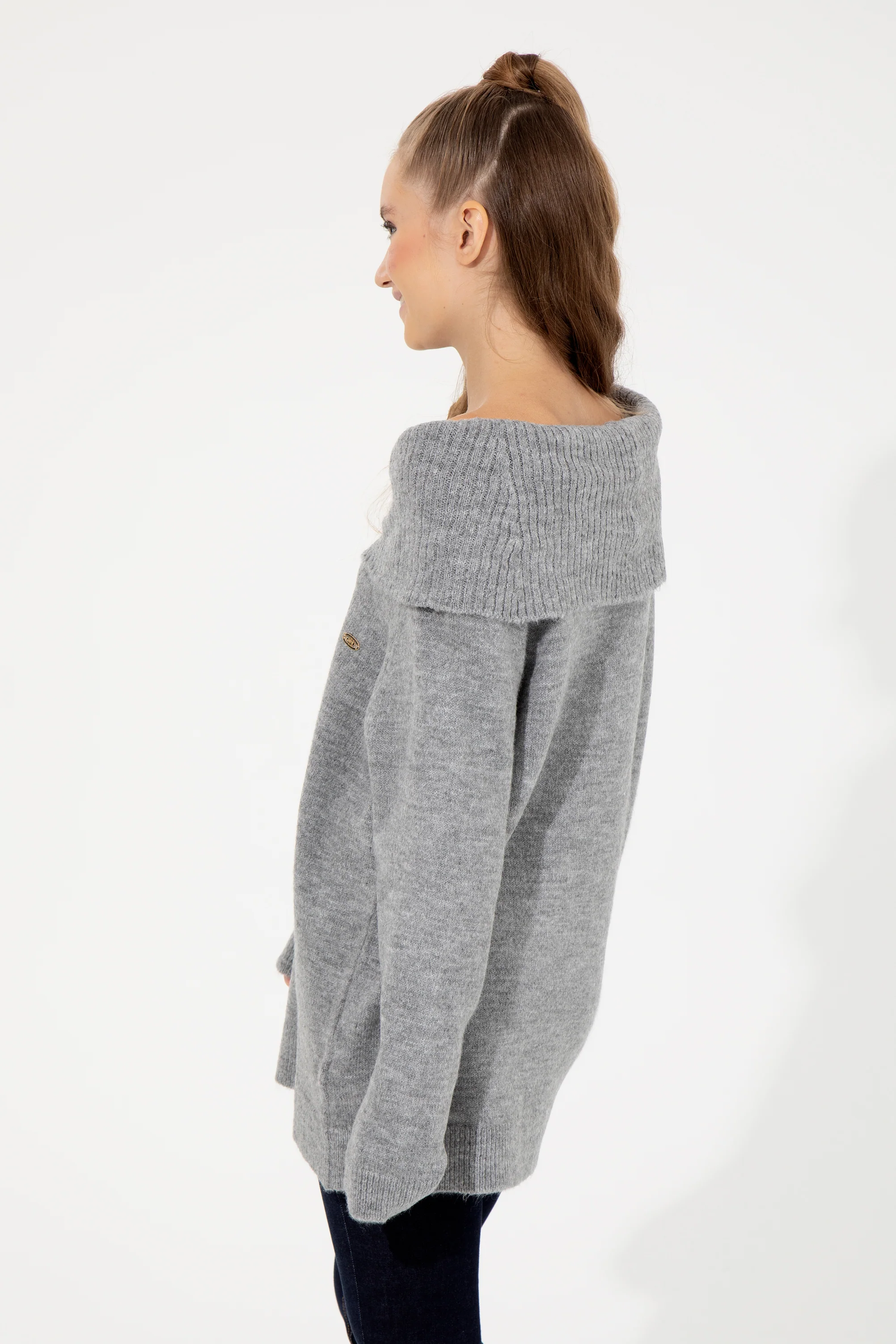 Womens Knitwear Grey Melange - Image 2
